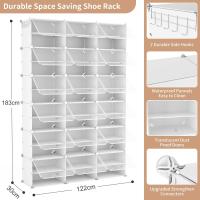 Zapatero de Plástico Portátil 8 Niveles, 32 Pares, Organizador para Armario, Entrada, Dormitorio, Pasillo Blanco, 2 x 8 - details 26