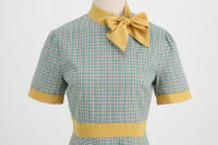 Vestido largo Retro de Navidad, cuello de pie, lazo de corbata, a cuadros, grande - details 2