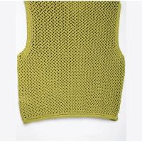 Chaleco de punto con cuello redondo para mujer, cárdigan elegante sin mangas con bolsillo y botones, color verde, moda de otoño - details 3