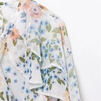 2025 Loose Floral Long Sleeve with Decorative Layered V-Neck Summer Novelty Simple Temperament Shirt for Women - details 13