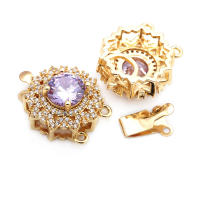 2 juegos de collares redondos de latón y circonita de Color dorado de 18K, cierres de conexión, suministros de joyería Diy de alta calidad para mujer - details 0