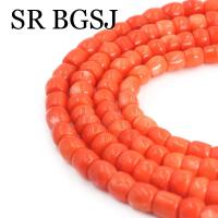 8-10mm fabricación de joyas forma de columna naranja DIY Real genuino Natural mar bambú Coral cuentas hebra 15" - details 4