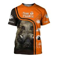 Camisetas con estampado 3D de talla grande para hombre y mujer, camisetas deportivas informales para caza de jabalí, manga corta vikinga transpirable de secado rápido - details 2