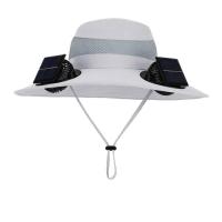Ventilador de carga USB extraíble, gorra para senderismo al aire libre, con 2 ventiladores solares, sombrero para el sol de ala ancha para pescar - details 10