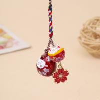 Llavero único y bonito Maneki Neko con flor de cerezo, colgante de gato de la suerte fantástico, mochila, dijes, decoración para bolso, correa para teléfono para niñas - details 2