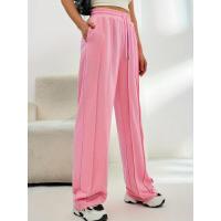 Pantalones deportivos de pierna ancha para mujer con cintura, pantalones rectos grises para, elástico cómodo - details 7