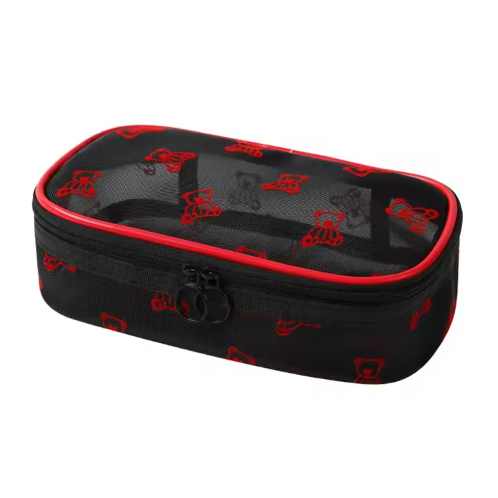 Bolsas de cosméticos de malla simples de gran capacidad INS bolsa de almacenamiento de artículos de tocador multifuncional cremallera suave bolso de lavado Visible gimnasio - 1