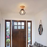 Goeco-Lámpara de Techo de Hierro y Madera, Plafón para Techo de Estilo Vintage para Sala de estar, Dormitorio, Pasillo, Comedor - details 3