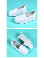 Zapatos de enfermera de piel auténtica para mujer, suela suave, transpirables, antideslizantes, de suela plana, color blanco - details 5