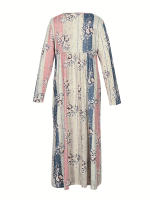 Vestido Casual de Manga Larga con Estampado Floral de Parche Moda Otoño 2024 para Mujeres - details 4