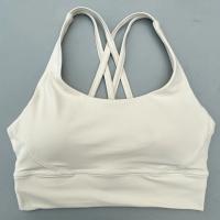 Sujetador deportivo cruzado de Color sólido para mujer, Top ajustado suave de alta resistencia, ropa interior de entrenamiento integral para gimnasio y Yoga con almohadilla para el pecho - details 17