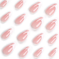 Puntas de uñas francesas de almendra para mujer, arte de manicura Artificial de resina de longitud media para decoración de dedos del hogar - details 7