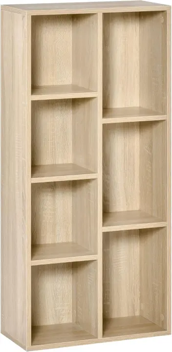 Estantería de Madera para Libros 7 Compartimentos para Almacenamiento Ideal para Sala de Estar, Dormitorio, Oficina Tamaño 50x24x106 cm Blanco - 1