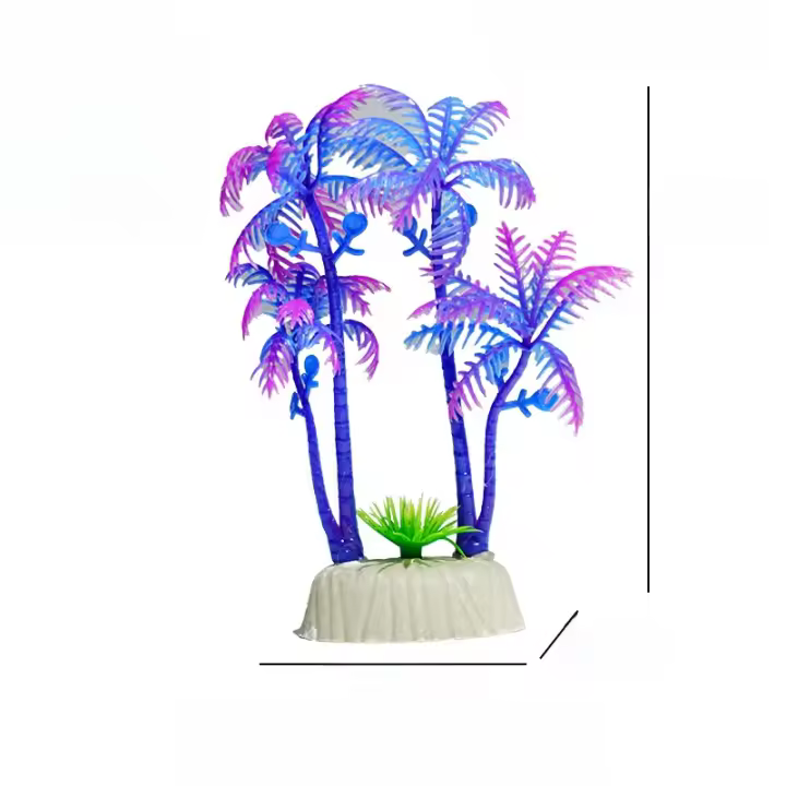 Simulado pequeño árbol de coco tanque de peces conjunto de acuario plantas acuáticas decorativo paisajismo adorno pequeño péndulo conjunto cocotero - 1