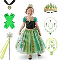 Disfraz de princesa Anna verde para niñas pequeñas, disfraz de Halloween, vestido elegante para fiesta de cumpleaños, vestido de carnaval - details 2