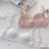 Cómodo sujetador en V profundo inalámbrico con flores dulces, ropa interior a prueba de golpes para mujer, lencería antiflacidez, sujetador de realce, regalos - details 6