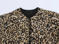 TRAFZA-abrigo de algodón con estampado de leopardo para mujer, abrigo holgado informal de manga larga con bolsillos y una hilera de botones, para invierno, 2024 - details 6
