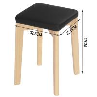Silla de comedor de cocina de madera maciza, taburete de madera apilable con asiento cubierto de PU acolchado, silla tapizada para comedor, 2 uds. - details 0