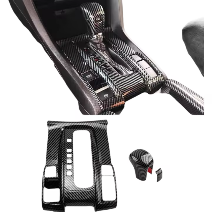 REENO-cubierta de perilla de cambio de marchas para consola central de coche, Color de fibra de carbono, accesorios de ajuste automático para Honda Civic de 10. ª generación - 1