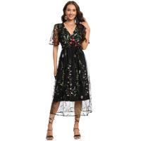 2025 primavera y verano europeos y americanos nueva ropa de mujer de gran tamaño vestido de encaje bordado conjunto de dos piezas cómodo y transpirable para mujer - details 6