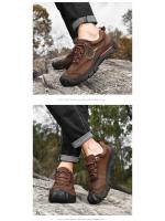 Zapatos de senderismo de cuero genuino para hombre, zapatillas de escalada anticolisión para acampar al aire libre, con cordones, Trekking - details 16