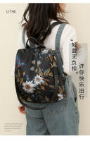 Mochila antirrobo vintage para mujer, bolso de hombro de viaje, mochila negra informal, flores, regalo para madre - details 1