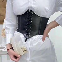 Cinturón de Corset Ajustable Diseño Ancho de Cuero PU con Encaje Gótico - details 6