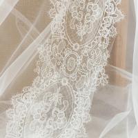 Vestido de novia de estilo Vintage, ribete de encaje de doble pestaña, encaje de boda de ganchillo en marfil, adorno festoneado, bricolaje, 17cm de ancho - details 3