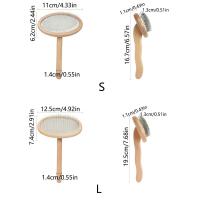 Peines para el pelo con mango de madera para perros, herramienta para desmatting de mascotas con agarre cómodo y ahorro de trabajo, almohadilla acolchada para quitar el desprendimiento - details 0