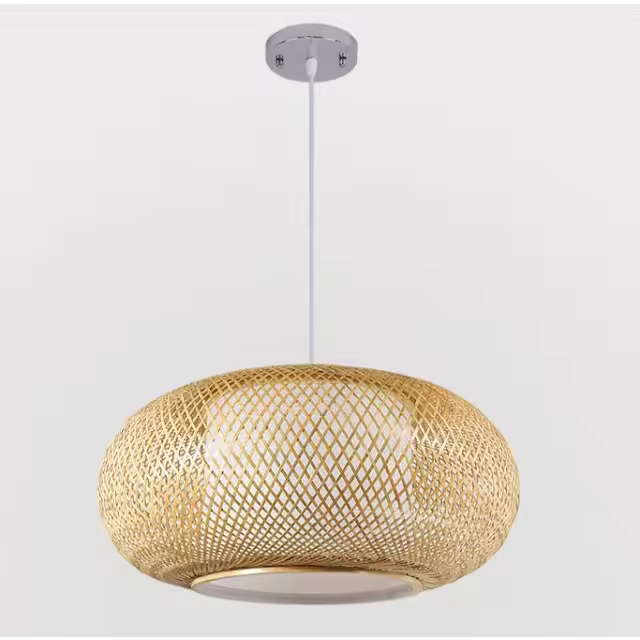 Lámpara colgante de ratán, luz de techo de bambú tejido, luz de comedor Zen japonesa - 1