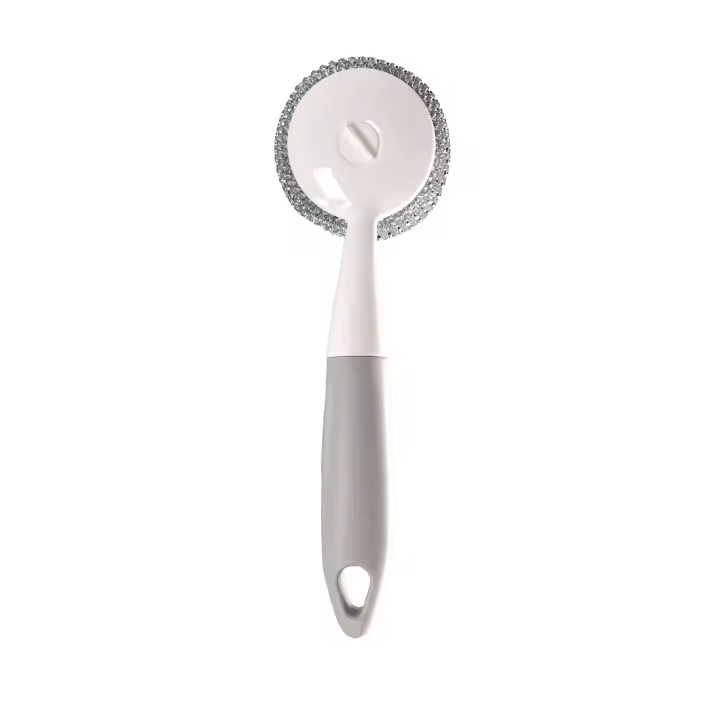 Cepillo para lavar platos de plástico con mango largo, utensilios de cocina de PP, herramienta de limpieza de platos con diseño de mano de bola de alambre de metal reemplazable - 1