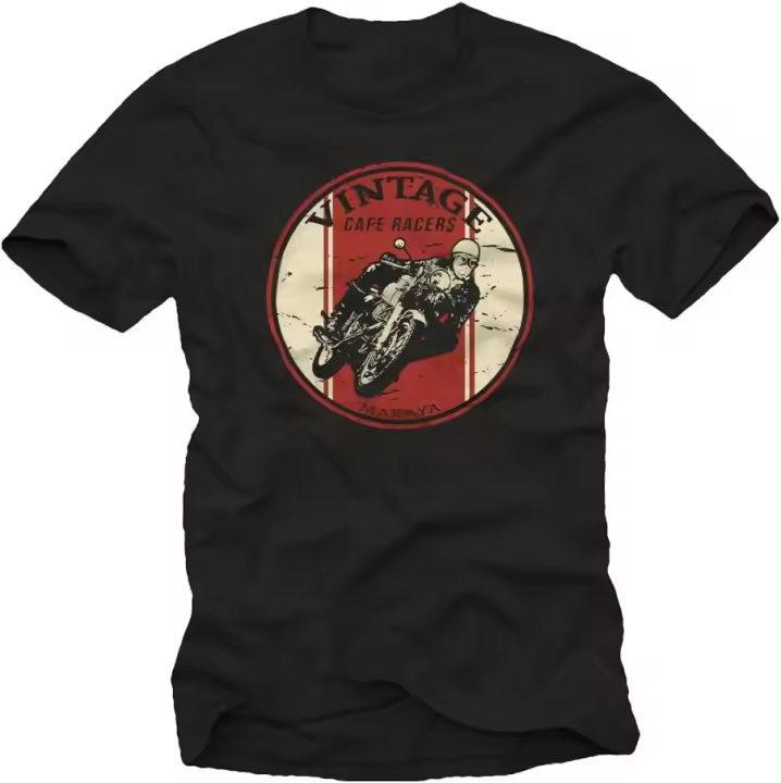 Ropa de motorista Vintage para hombre, camiseta de moto Cafe Racer - 1