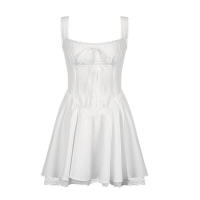 Vestido acampanado con panel de encaje de alta calidad, blanco encantador para fiestas y vacaciones, minivestidos corsé sin mangas, dulce elegante - details 22
