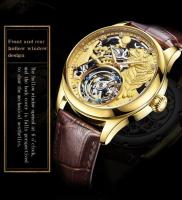 Reloj Mecánico de Lujo AESOP Skeleton Tourbillon Dorado Reloj Automático Impermeable con Correa de Cuero Categoría de Formal para Hombres - details 8