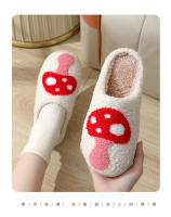 Zapatillas de algodón con diseño de hongo popular de invierno, cara sonriente y corazón de melocotón. - details 10