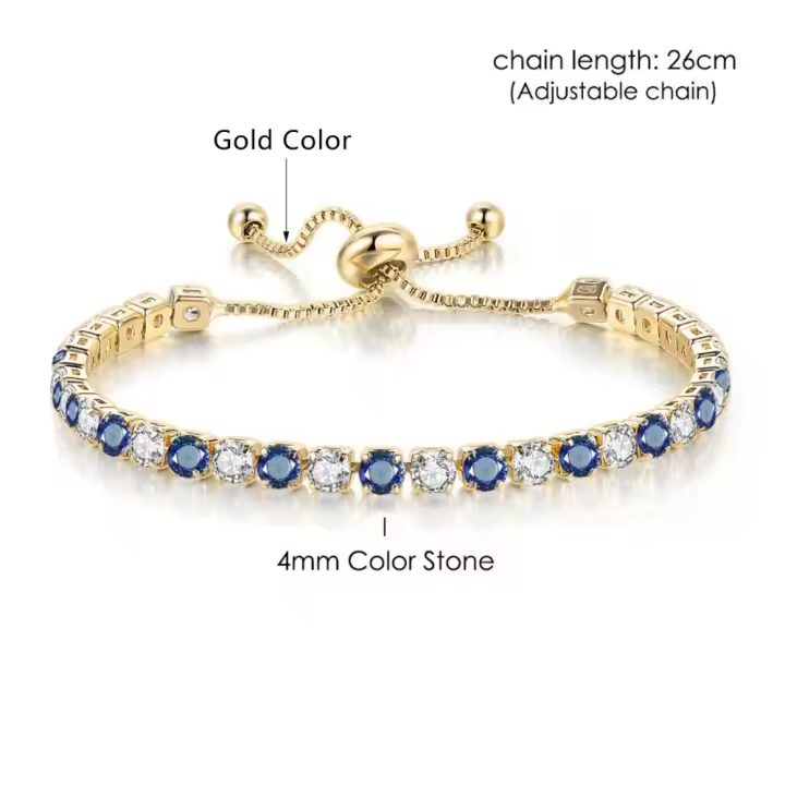 Pulsera de circonita de moda arcoíris de tenis multicolor ajustable para mujer, joyería, regalo del Día de la Madre - 1