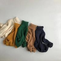Suéteres de invierno para niños y niñas, jersey corto a cuadros liso, prendas de punto de cuello alto, ropa para niños - details 19