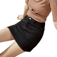 Incluye pantalones cortos, falda acampanada de cintura alta, pierna ancha, pantalones cortos de mezclilla con dos bolsillos, falda para mujer, ropa de calle de cintura alta - details 9