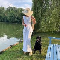 OUWU- Conjunto de bolsillos para mujer, cierre de botón superior sin mangas, falda larga con abertura, tres conjuntos elegantes de 2 piezas de moda para verano - details 10