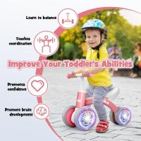 Bicicleta sin Pedales con Cuatro Ruedas Luminosas - Juguete Bebé 12-24 Meses, Correpasillos Seguro para Niños/Niñas - Regalo Cumpleaños Navidad (Primera Bicicleta Infantil) - details 8
