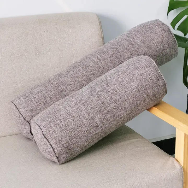 Almohadas redondas extraíbles para cama, Cojín cilíndrico lavable, soporte de madera, columna de viaje - 1