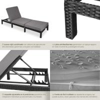 Taburete de Jardín Exterior de Ratán y Acero Tumbona de Piscina con Resaldo Ajustable en 6 Posiciones Tumbona de Playa Estable y Resistente a Intemperie Limpieza Fácil - details 6