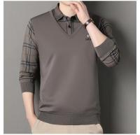 Suéter a cuadros para hombre, jersey de lana, ajustado, elegante, de lujo, falso, de punto, de dos piezas - details 3