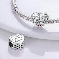 Cuentas de amistad familiar en forma de corazón de las buenas hermanas de Plata de Ley 925 compatibles con pulsera Original Pandora, cuentas de abalorios, regalo de joyería para mujer - details 3