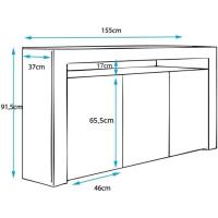 Aparador Aker con Luz LED y 3 Puertas Blanco Mate, 155x91,5x37 cm Ideal para Sala de Estar, Comedor, Mueble TV de Melamina - details 7