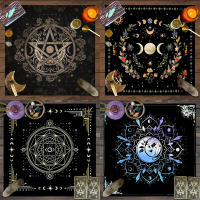 1 mantel de Tarot, tela de altar, fase lunar, sol, cielo estrellado, flores, brujería, accesorios de decoración ritual de altar - details 0