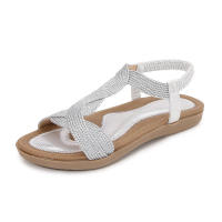 Sandalias de verano, nuevas sandalias de moda con diamantes de agua, informales, zapatos de mujer a la moda, planas, con cinturón elástico y punta cerrada, geniales. - details 3