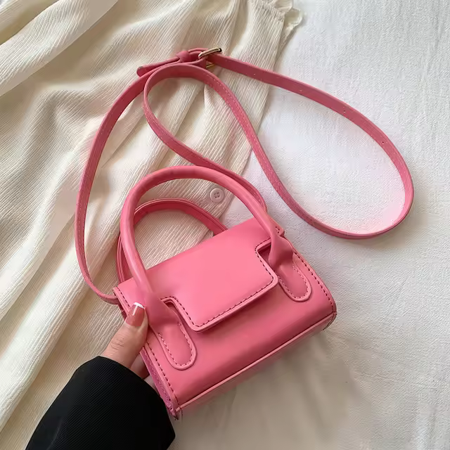Bolsos de hombro de Color caramelo para mujer, Mini bolso cruzado de cuero Pu de Color sólido, bolso de mensajero informal para mujer, bolso de mano - 1