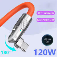 Cable de datos Usb tipo C de carga rápida de 120w y 6A, Cable de codo giratorio de 180 grados para juegos, Cable cargador de teléfono móvil para iPhone 11 y Xiaomi - details 6