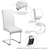 2 Piezas Sillas de Comedor Sillas de Oficina Conferencia Altura 47cm Carga Máxima 135kg Blanco - details 16